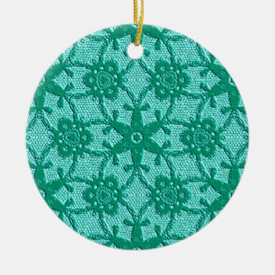 Antique lace - turquoise and aqua ceramic tree decoration