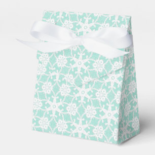 Antique lace - white and aqua blue favour box