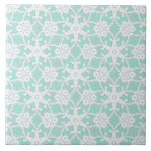 Antique lace - white and aqua blue tile