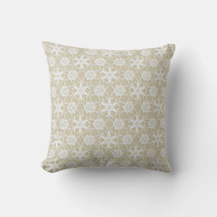 Antique lace - white and beige cushion