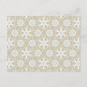 Antique lace - white and beige postcard