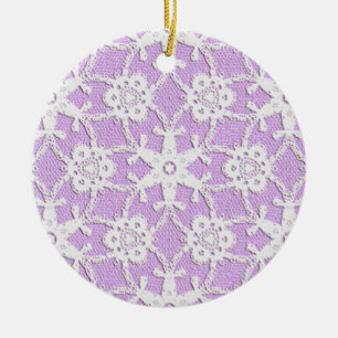 Antique lace - white and lavender ceramic tree decoration