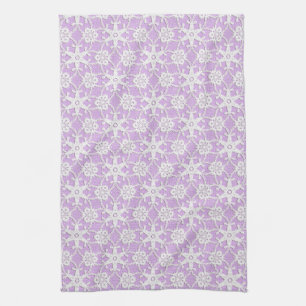 Antique lace - white and lavender tea towel