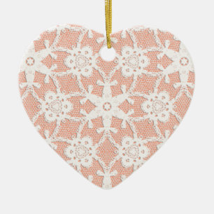 Antique lace - white and peach ceramic tree decoration