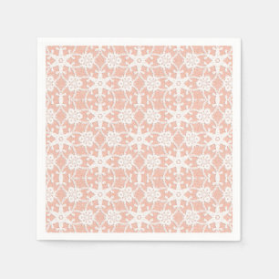 Antique lace - white and peach napkin