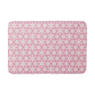 Antique lace - white and rose pink bath mat