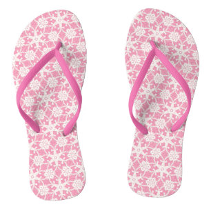 Antique lace - white and rose pink flip flops