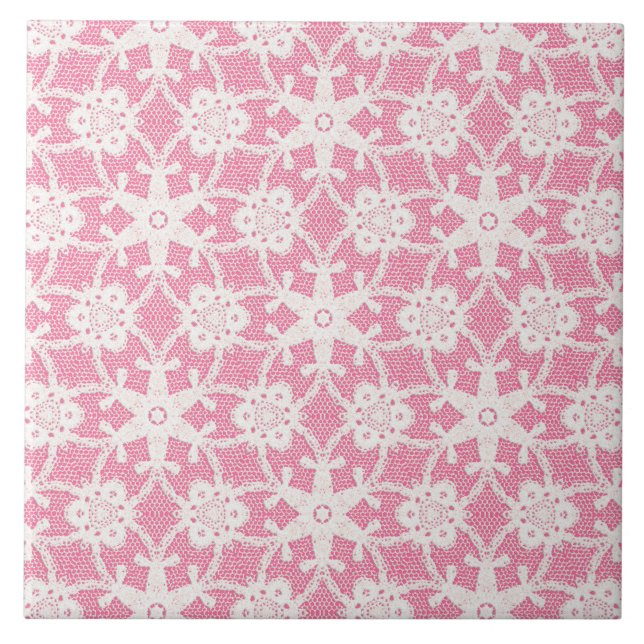 Antique lace - white and rose pink tile (Front)