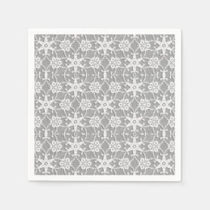 Antique lace - white and silver grey napkin