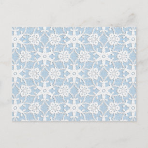 Antique lace - white and sky blue postcard