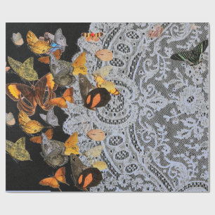 ANTIQUE LACE WITH BUTTERFLIES WRAPPING PAPER