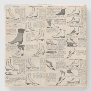 Antique Ladies Shoe Catalogue Page Vintage Print Stone Coaster
