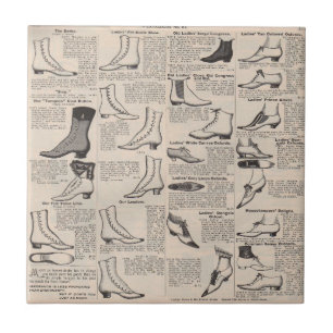 Antique Ladies Shoe Catalogue Page Vintage Print Tile