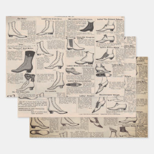 Antique Ladies Shoe Catalogue Page Vintage Print Wrapping Paper Sheet