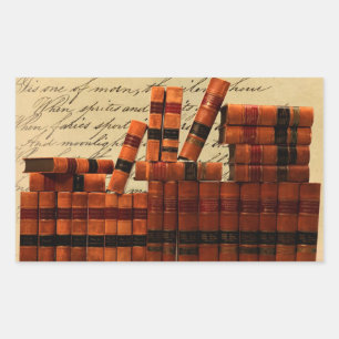 Antique Leather Books Rectangular Sticker