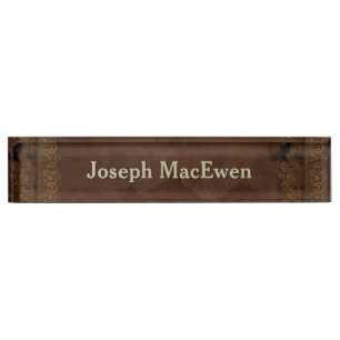 Antique Leather Look Custom Desk Nameplate