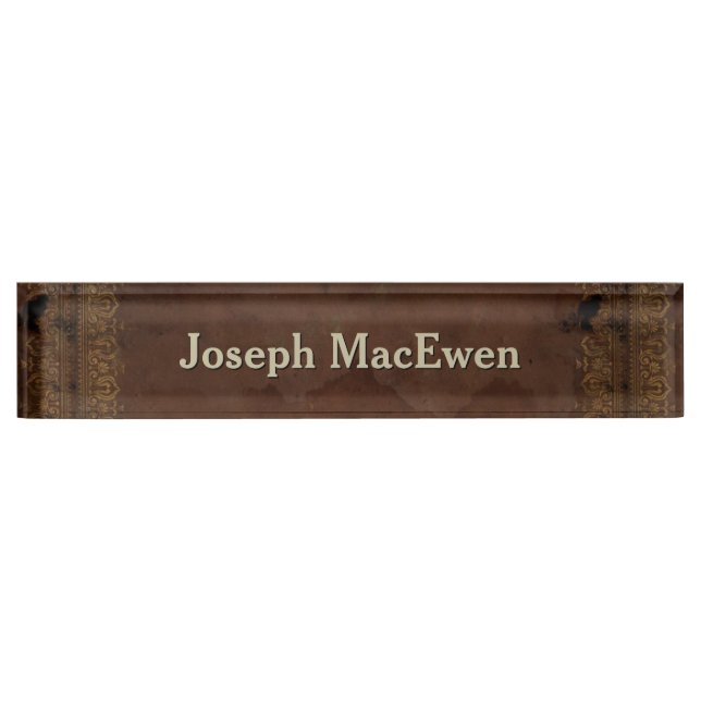 Antique Leather Look Custom Desk Nameplate (Front)