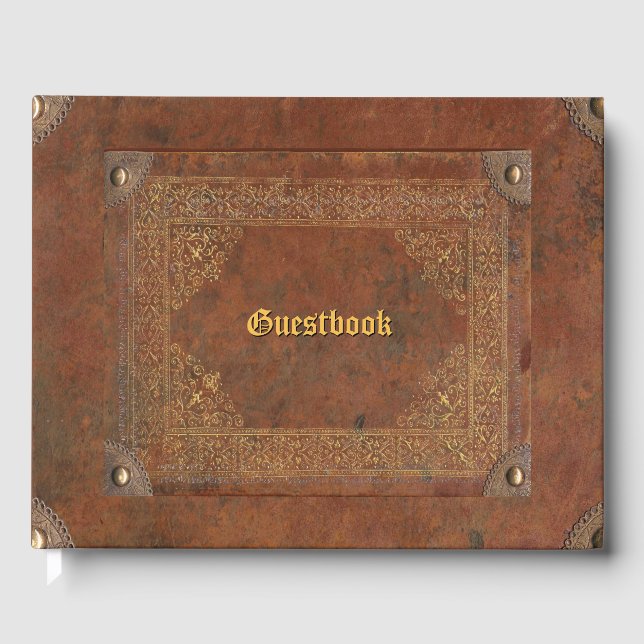 Antique Leather Look Guest Book (Front)
