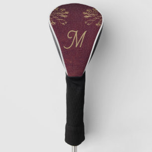 antique leather look monogrammed golf head cover