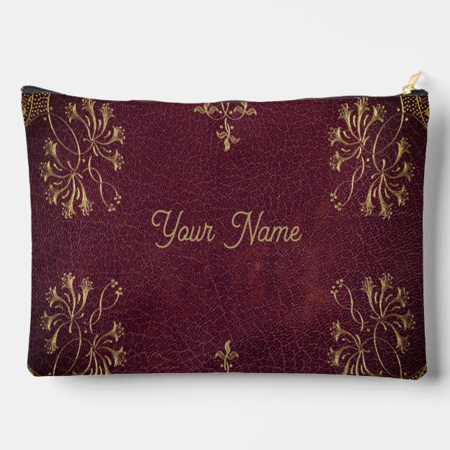 antique leather look - personalised  accessory pouch (Back)