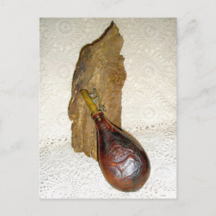 Antique Leather Powder Flask Postcard