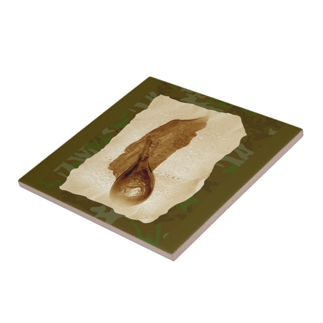 Antique Leather Powder Flask Tile (Side)