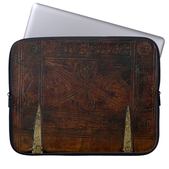 Antique Leather With Brass Locks Laptop Sleeve (Front)