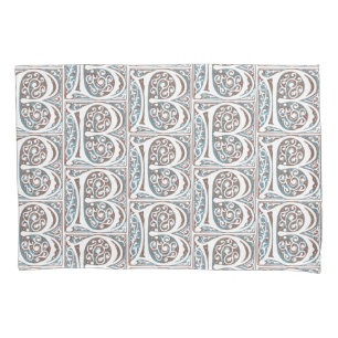 Antique Letter B  Monogram Mediaeval Manuscript Pillowcase