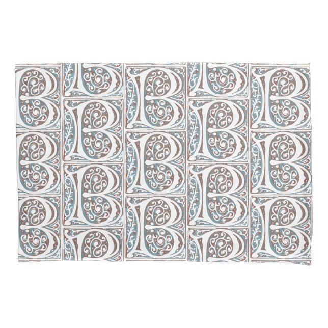 Antique Letter B  Monogram Mediaeval Manuscript Pillowcase (Front)