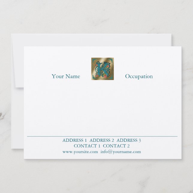 Antique Letter K - Correspondence Card (Front)