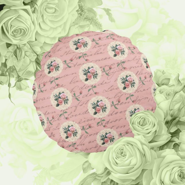 Antique Lettering Vintage Roses  Round Cushion (Vintage and so sweet!)