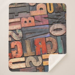 antique letterpress ing blocks with color ink pati sherpa blanket