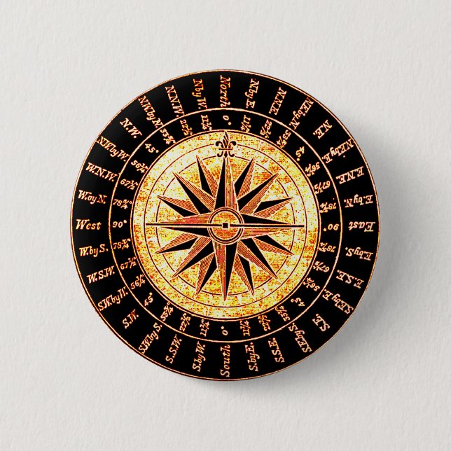 Antique Light Altered Golden Compass 6 Cm Round Badge (Front)