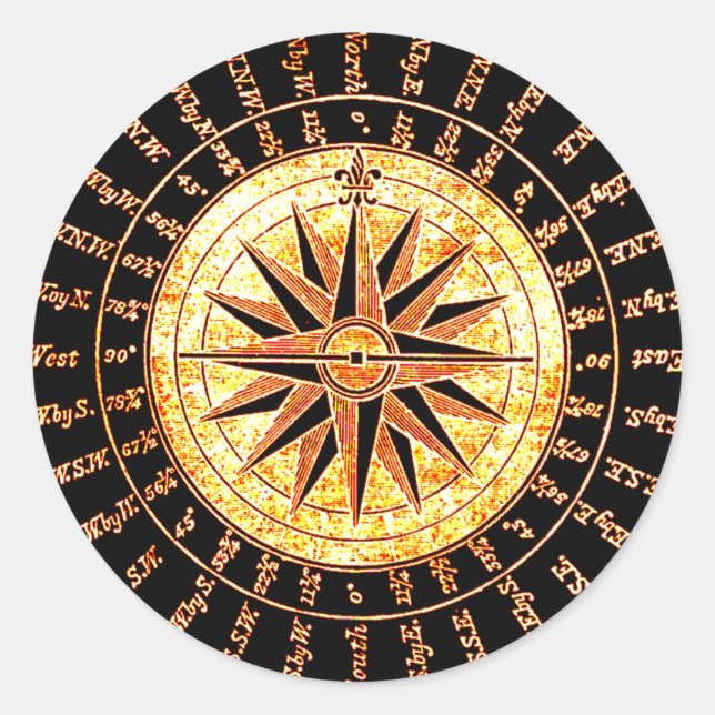 Antique Light Altered Golden Compass Classic Round Sticker (Front)