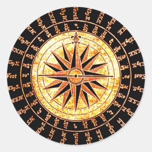 Antique Light Altered Golden Compass Classic Round Sticker