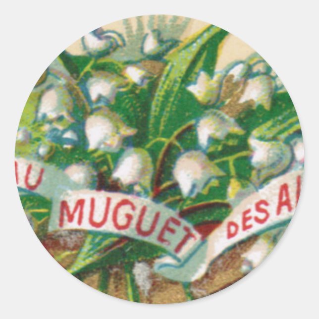 Antique Lily of the Valley Round Sticker (Front)