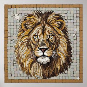 Antique Lion Mosaic Poster