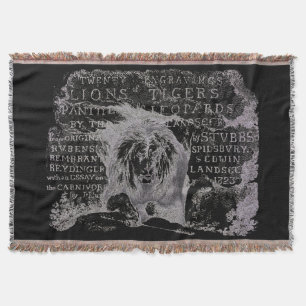 Antique Lion Script Cotton Throw Blanket