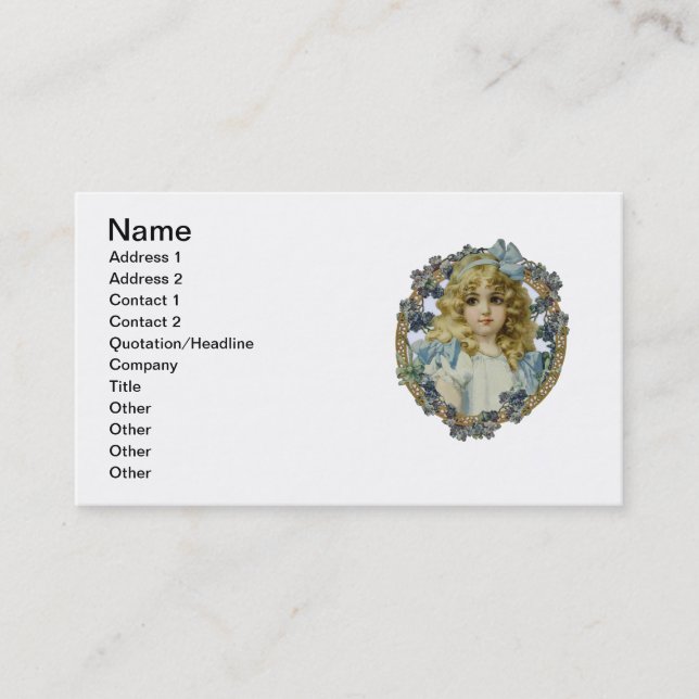 Antique Little Girl Child Portrait Beautiful Business Card (Front)