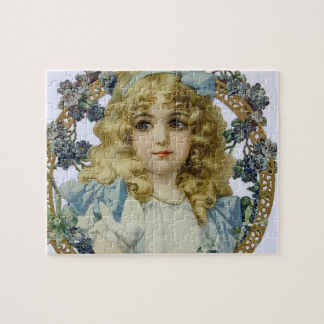 Antique Little Girl Child Portrait Beautiful Jigsaw Puzzle (Horizontal)