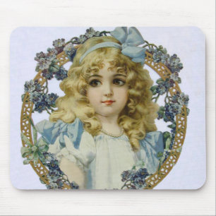 Antique Little Girl Child Portrait Beautiful Mouse Mat