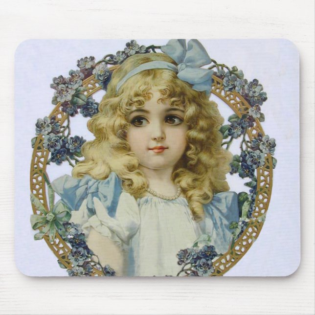 Antique Little Girl Child Portrait Beautiful Mouse Mat (Front)