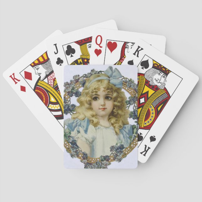 Antique Little Girl Child Portrait Beautiful Playing Cards (Back)