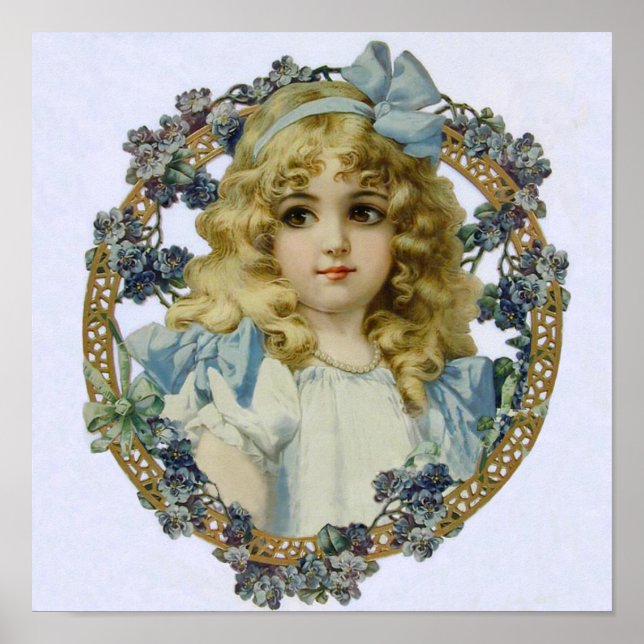 Antique Little Girl Child Portrait Beautiful Poster (Front)