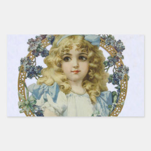 Antique Little Girl Child Portrait Beautiful Rectangular Sticker
