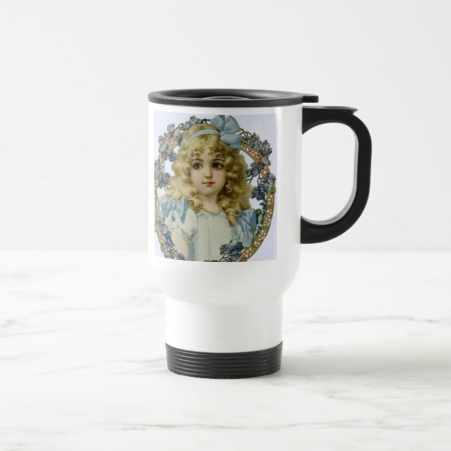 Antique Little Girl Child Portrait Beautiful Travel Mug (Right)