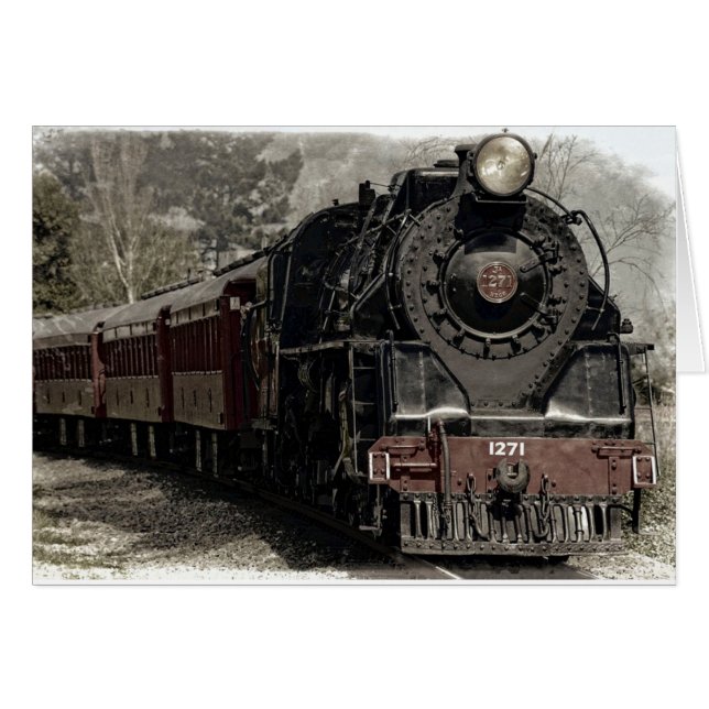 Antique Locomotive Train Blank Card (Front Horizontal)