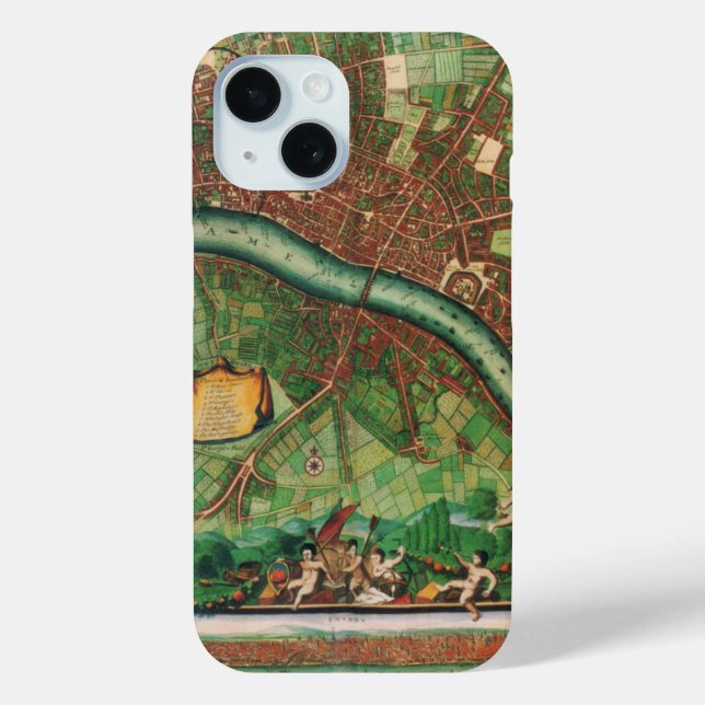 Antique London Street Map by Johannes de Ram, 1689 Case-Mate iPhone Case (Back)