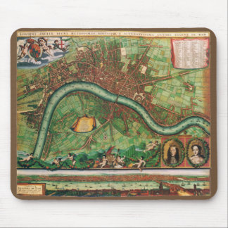 Antique London Street Map by Johannes de Ram, 1689 Mouse Mat