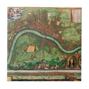Antique London Street Map by Johannes de Ram, 1689 Tile